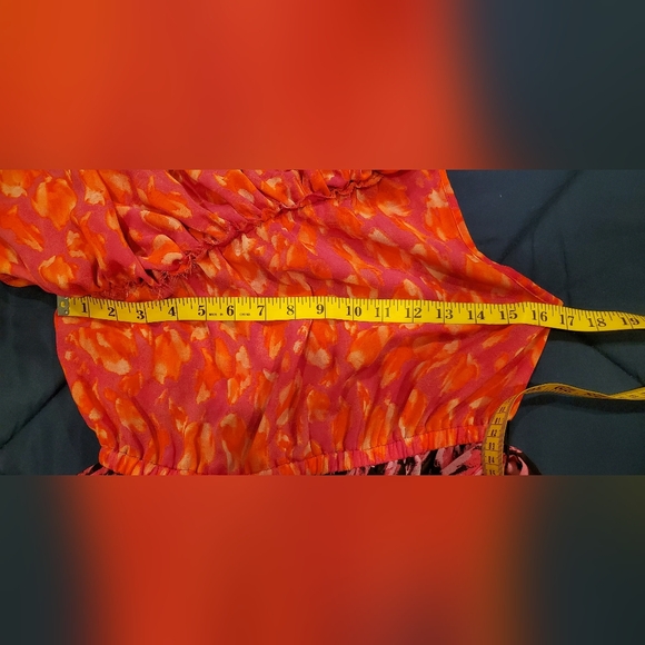 LA MISA Orange and Pink Ruffled One-Shoulder Dress, Size M - Picture 12 of 14